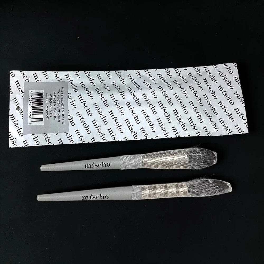 Mischo Beauty Blush Brush Set Grey Cream Liquid Powder 2pc NEW M101 M102